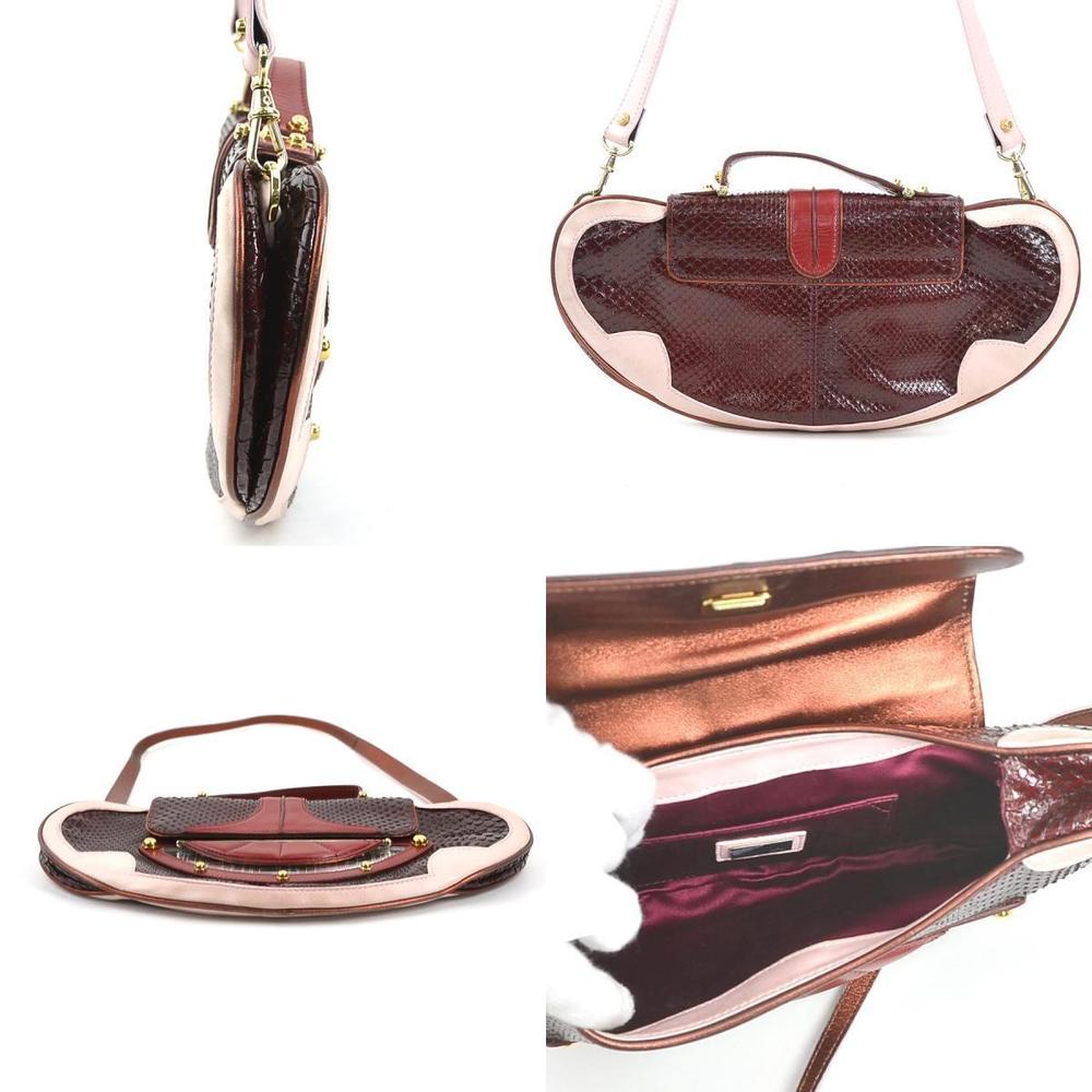Fendi Python Leather Shoulder Bag Pink - image 2